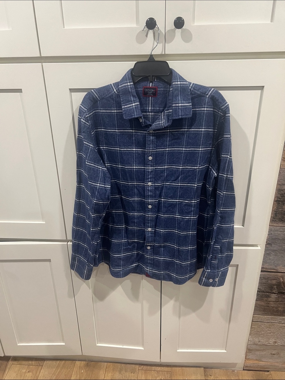 UNTUCKit Brignole Blue Plaid Brushed Flannel Button Down Shirt - Size XL